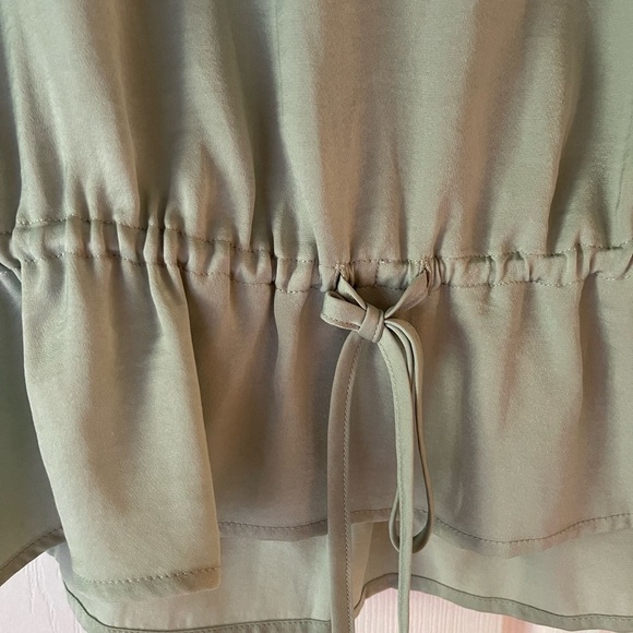 Women's Green V-Neck Blouse - Picture 3 of 4